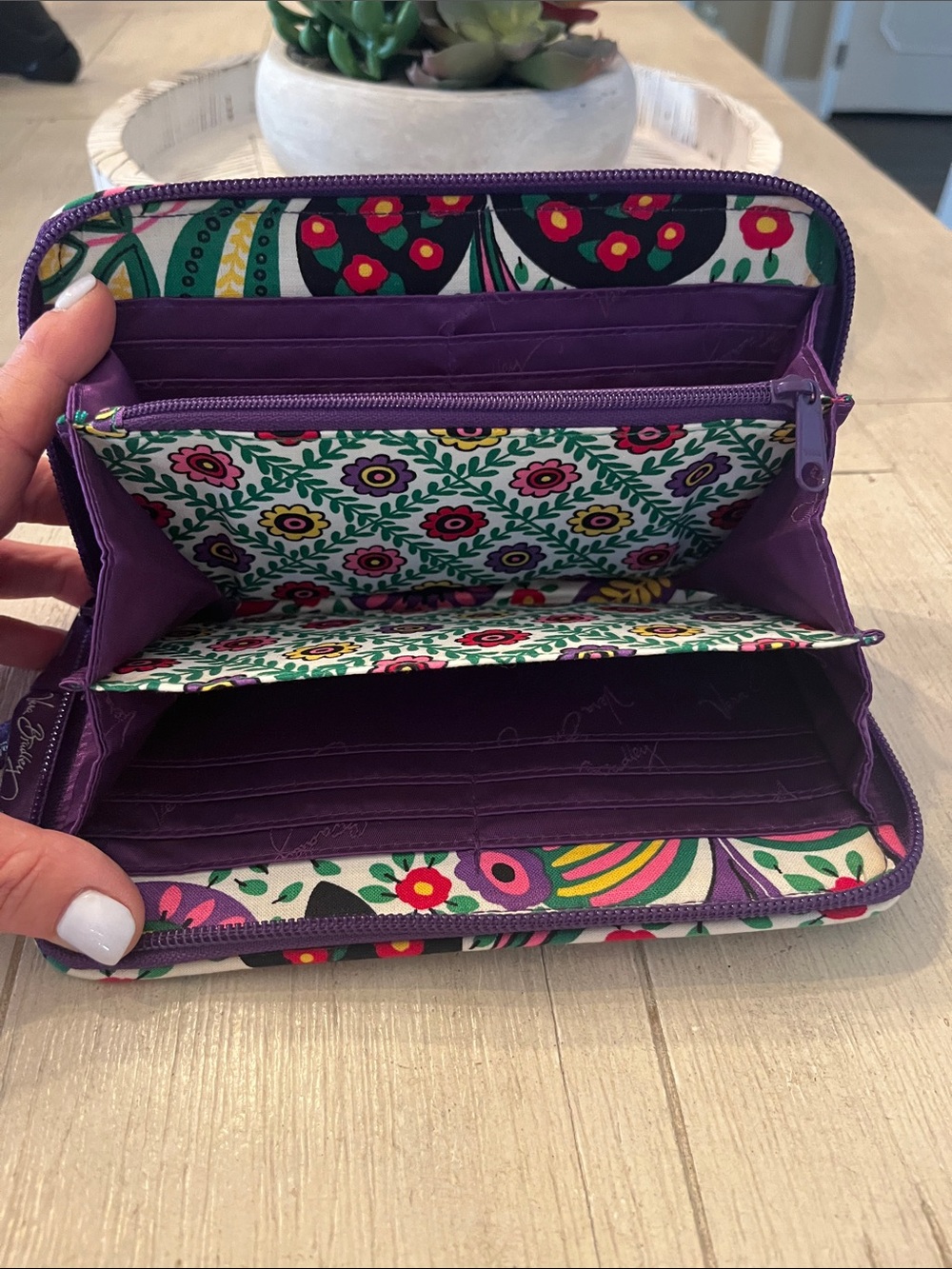 Vera Bradley Floral Quilted Wallet in Pink, Purple & Green - Picture 5 of 5